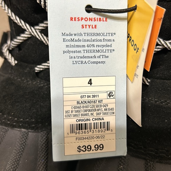 Kids winter snow boots size 4 - Picture 5 of 6